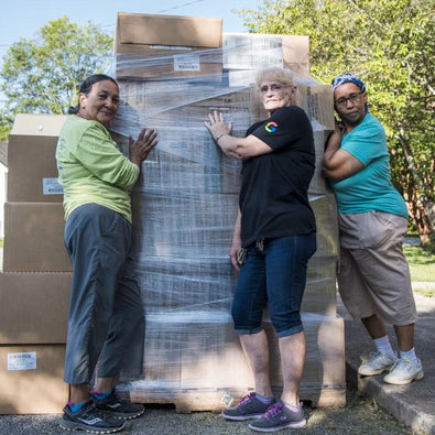 The staff of Feed My Sheep (Left to Right): Delly Garcia, Helen Taylor, and Jacquelyn Blackwell.