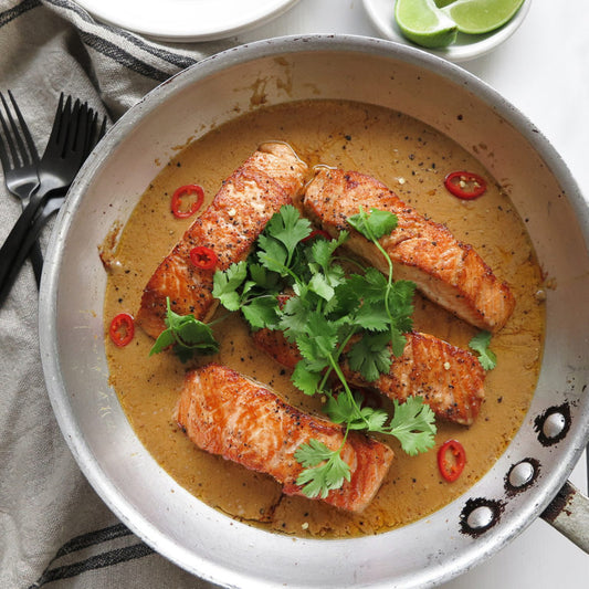 salmon with spicy peanut sauce