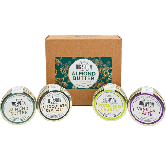 3oz Almond Butter Variety Pack with box on a white background