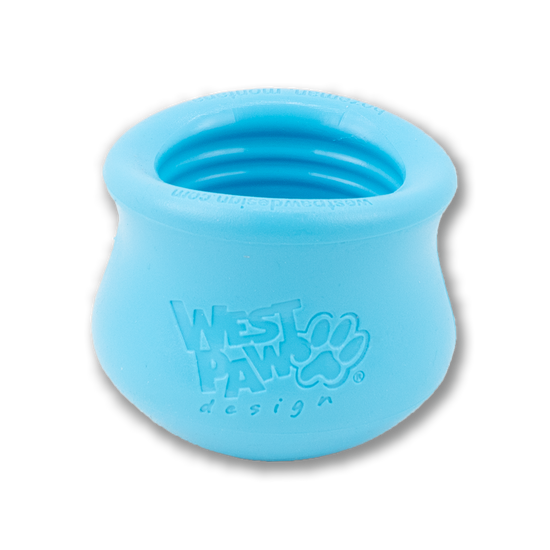 West Paw TOPPL dog toy in aqua blue, size small