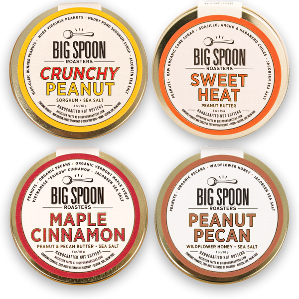 Mini 3oz Peanut Butter Variety Pack - Crunchy Peanut, Maple Cinnamon, Peanut Pecan, Sweet Heat