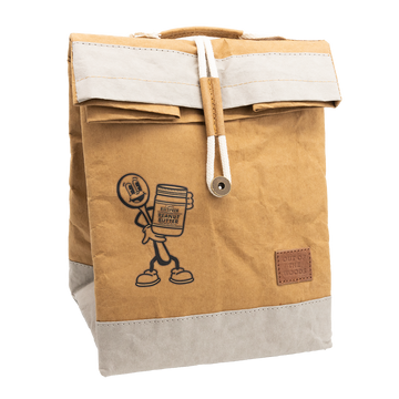 Big Spoon Roasters lunchbox with a spoon mascot holding a jar of Peanut Butter printed on the outside