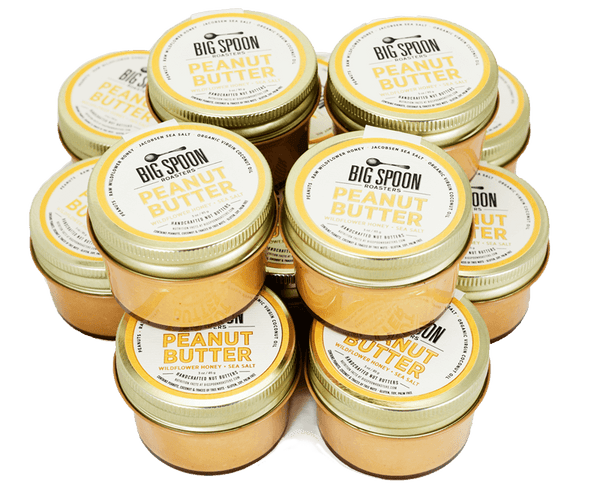 12 mini jars of Peanut Butter with Wildflower Honey