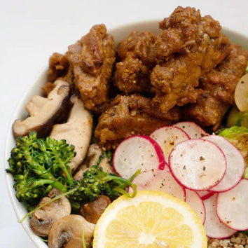 peanut butter-marinated tempeh bowl