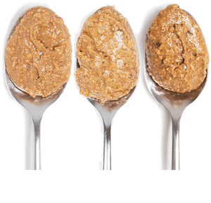 three different spoonfuls of nut butter