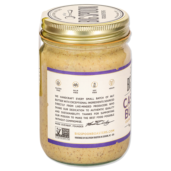 side of jar of Cashew Butter with Coconut Nectar