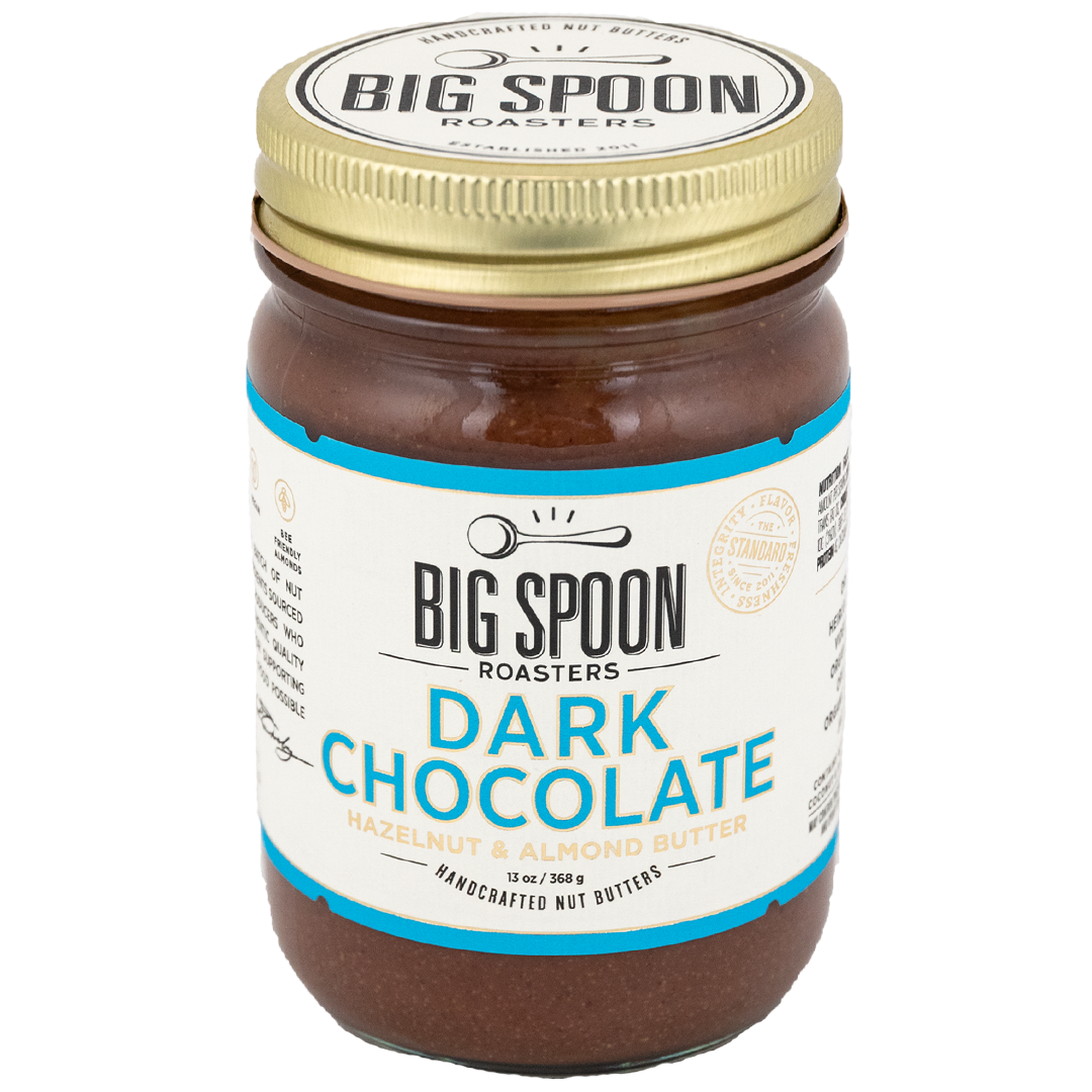 13oz jar of Dark Chocolate Hazelnut & Almond Butter