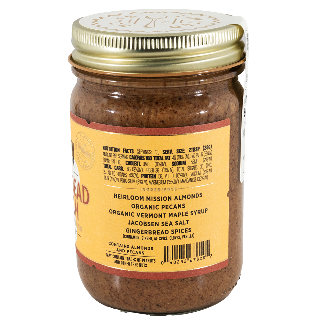 Gingerbread Crunch side of jar listing ingredients and nutrition facts