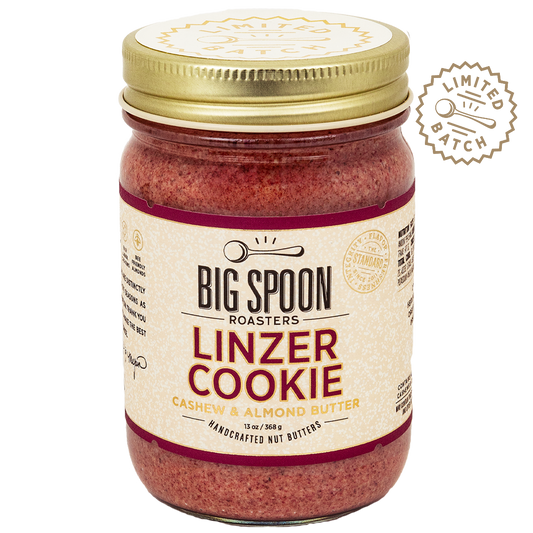 13oz jar of Linzer Cookie Cashew & Almond Butter