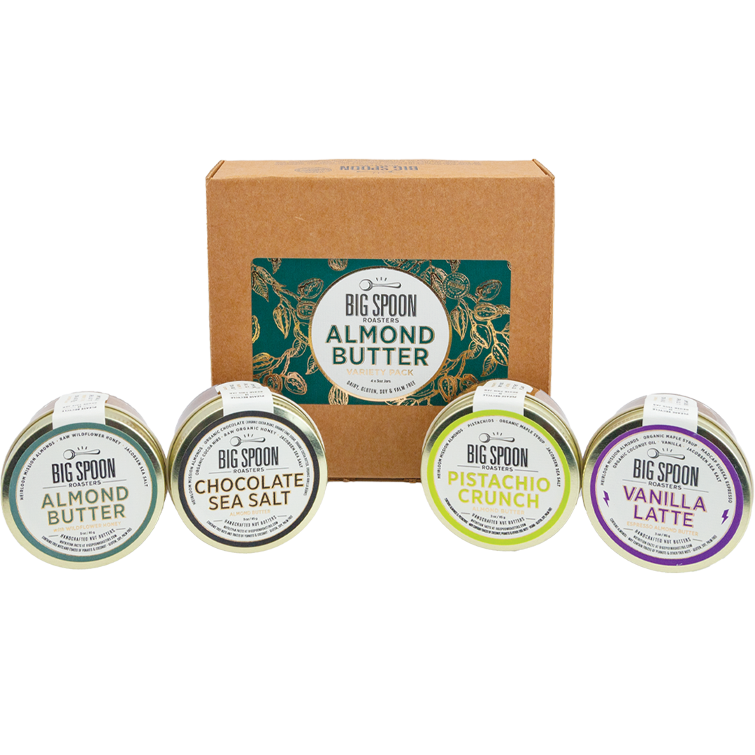 3oz Almond Butter Variety Pack with box on a white background
