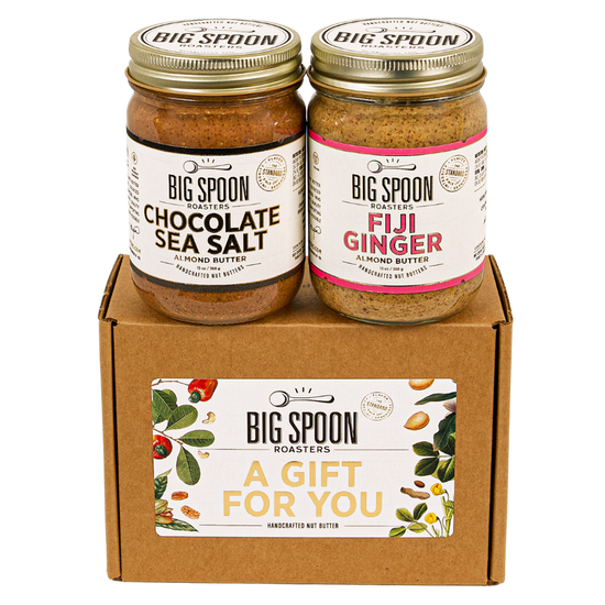 A Gift for You gift box with 13oz jars of Chocolate Sea Salt and Fiji Ginger