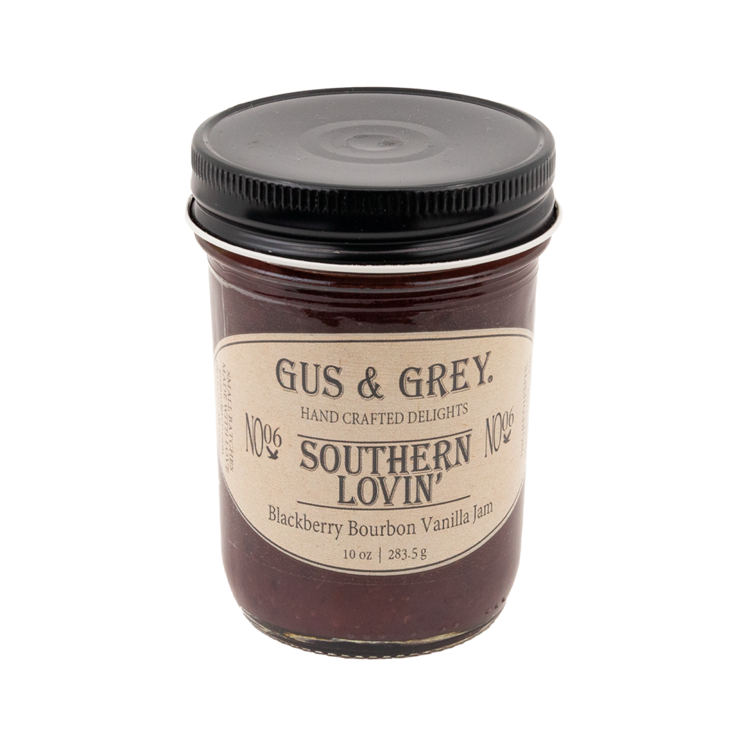 jar of Gus & Grey Blackberry Bourbon Vanilla Jam 