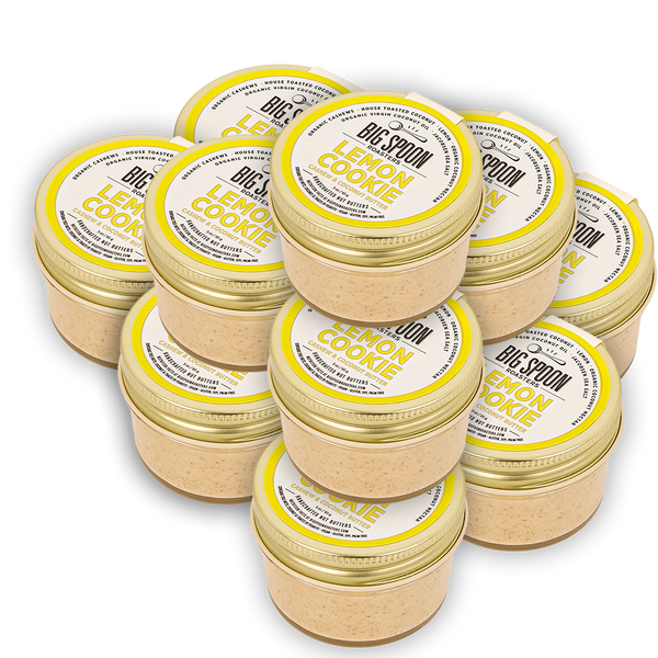 A small tower of about 12 3oz jars of Lemon Cookie 