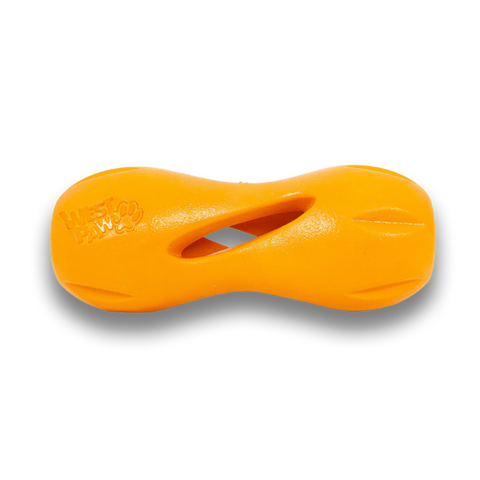 West Paw QWIZL Dog Toy in orange, size small
