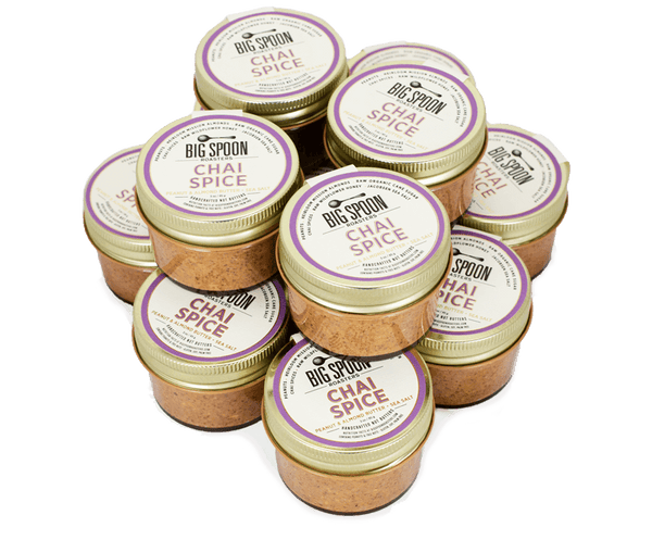 12 mini jars of Chai Spice Peanut & Almond Butter